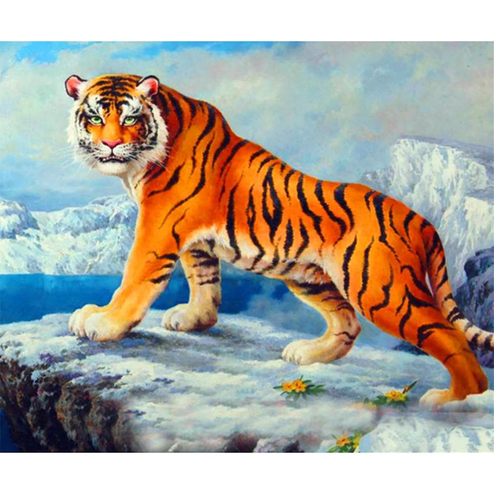 DIY 5D Diamond Painting Cross Stitch Fierce tiger Mosaic Diamond Embroidery Needlework 20X30CM