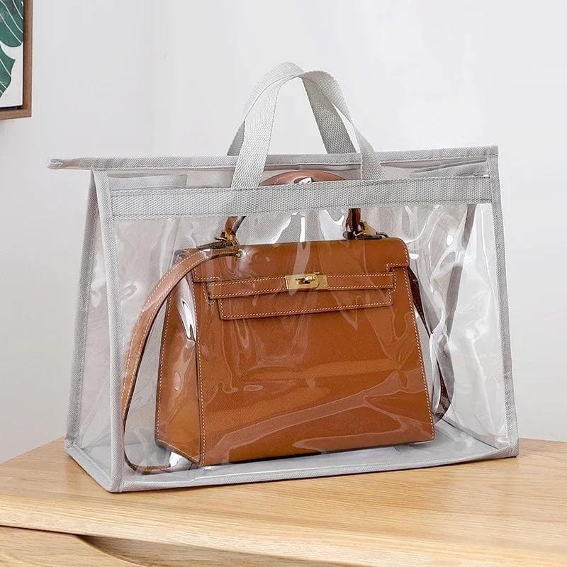 Moistureproof Dust-proof Wardrobe Closet Hanging Storage Bag Transparent Sundry Shoe Wardrobe Closet Purse Organizatier Handbag S 10.5x23x32cm grey