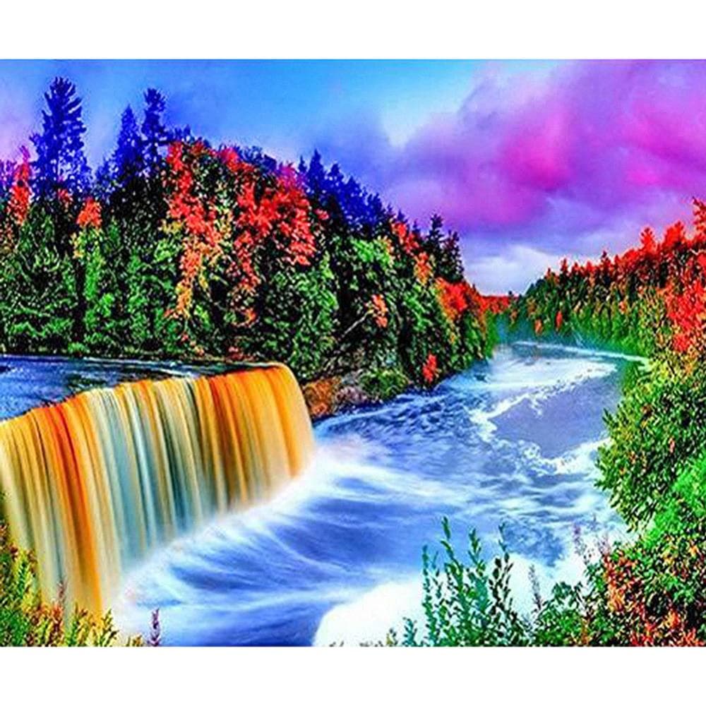 5D Diy Diamond Painting Rainbow Waterfall Scenery Rhinestones Diamond Embroidery home Decor kit 20X30CM