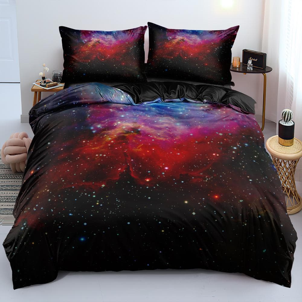 Luxury Galaxy Dark Blue Bedding Set Twin Full Queen King Size Duvet/Quilt Cover Set Shining Stars Starry Sky Comforter Cover 228x228cm 3pcs