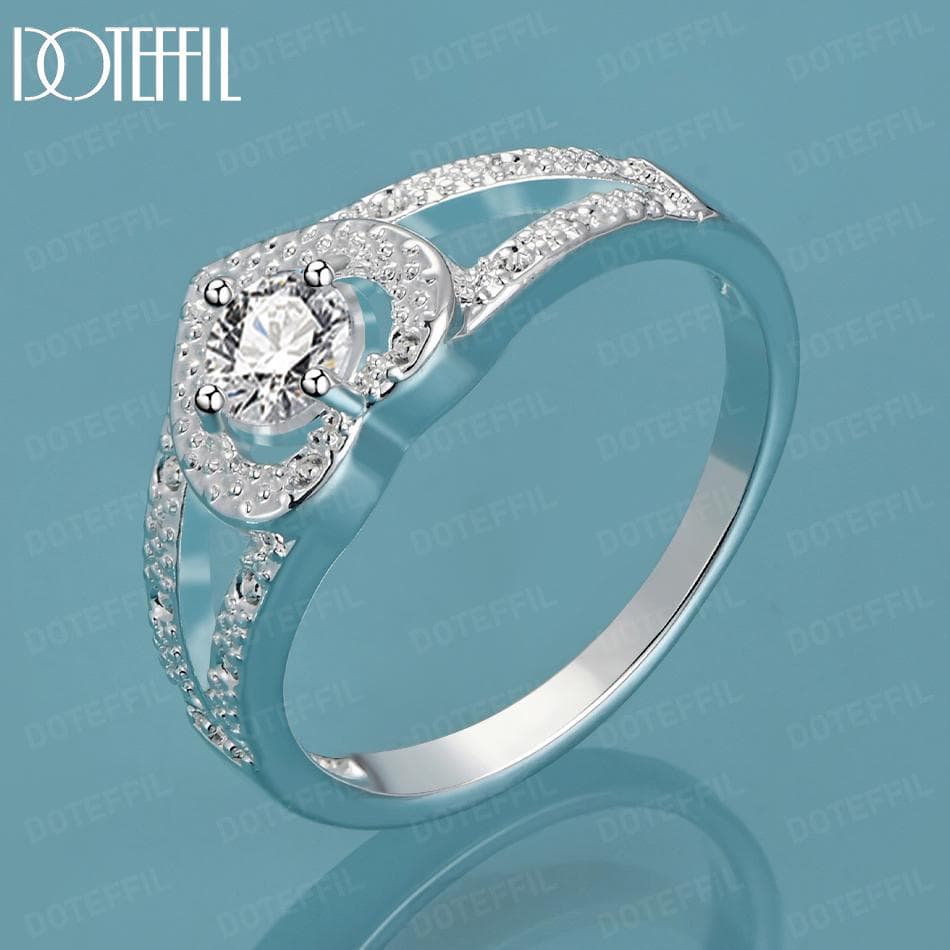 925 Sterling Silver Heart-shaped AAA Zircon Ring Charm Wedding Jewelry 10#