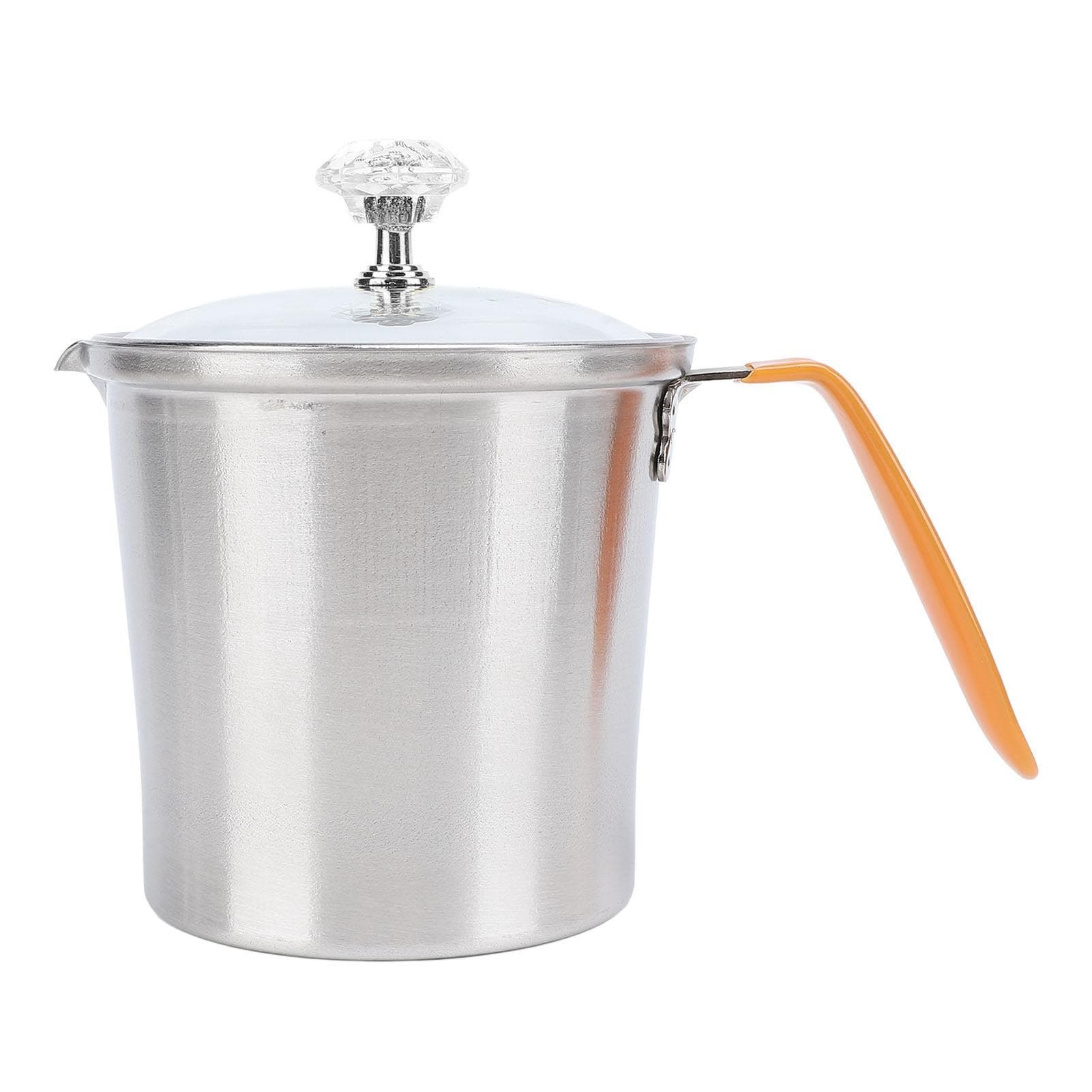 Milk Frother Cup 500ml Stainless Steel Milk Frothing Pitcher Steaming Pitcher with Glass Lid L