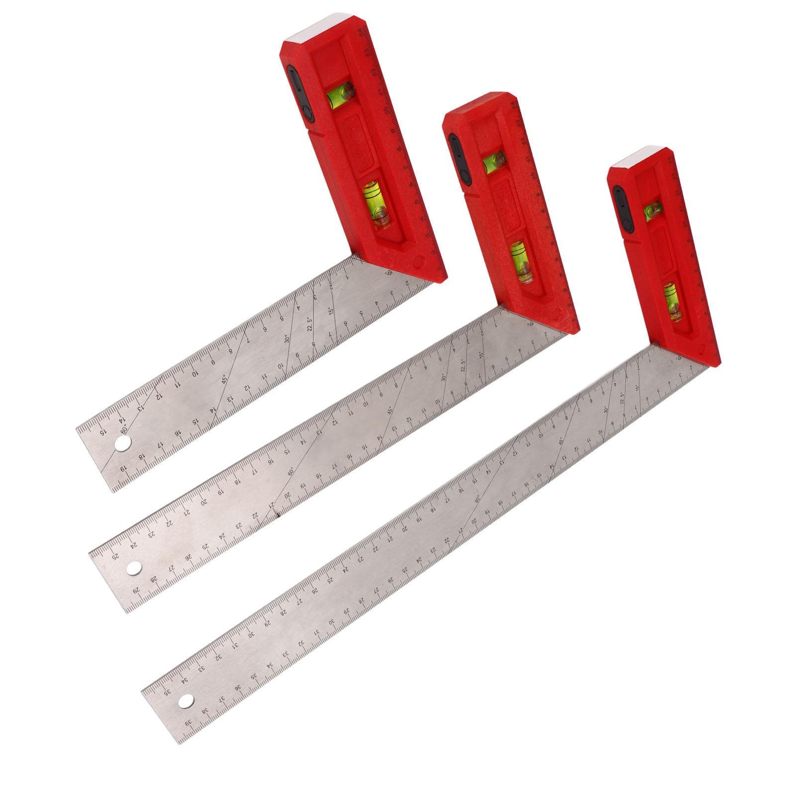 Woodworking Square Carpenter Professional Measurement Ruler 90 45 Degree with Level Bubble 40cm