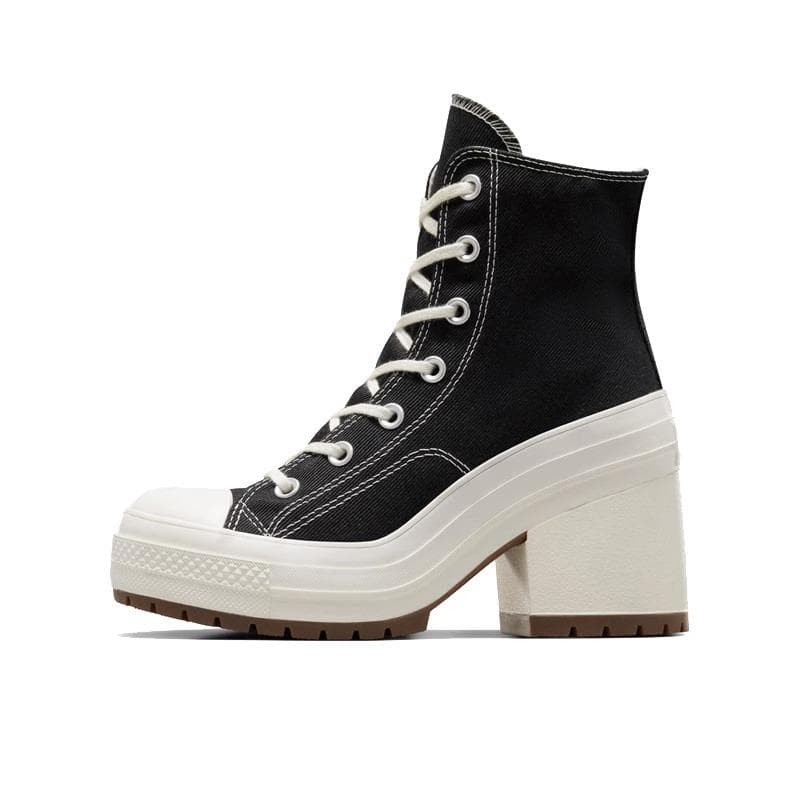 Women's High-heel Shoes Classic High Top Canvas Shoes Designer Platform Sneakers for Women Breathable Casual Shoes Zapatos Mujer 39 black
