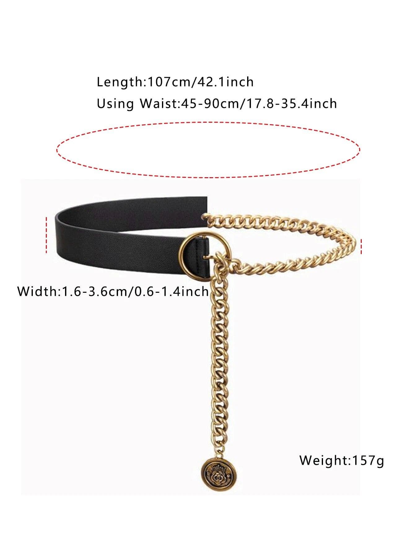 Net Red Thin Belt Women's INS Chain Decoration 100 Pairs Dress Sweater Free Perforated Waist Chain Metal 107cm black