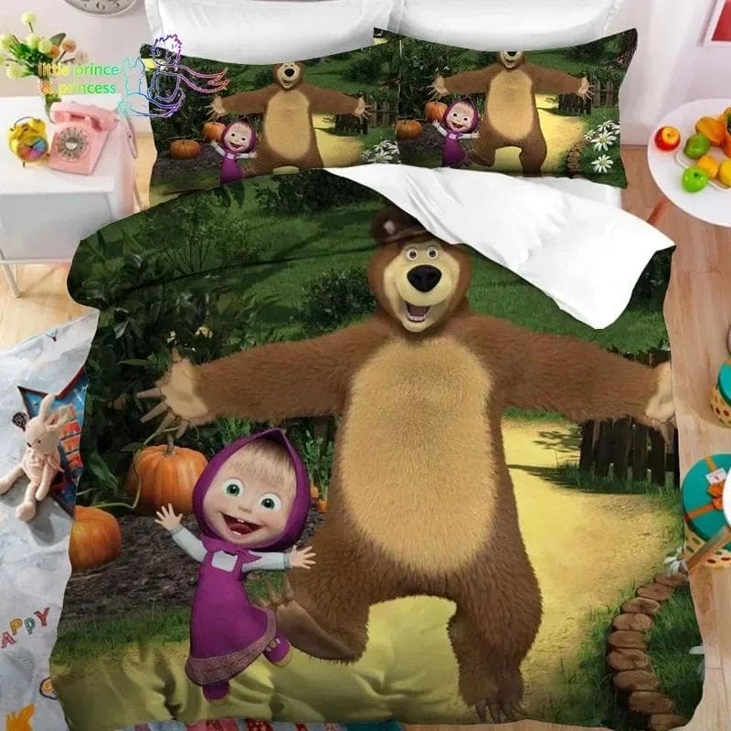 3D Print Anime bear Bedding Set,Duvet Cover Comforter Bed Set Quilt Cover Pillowcase,King Queen Twin Size Boys Girls Adultse 200x230cm 3pcs