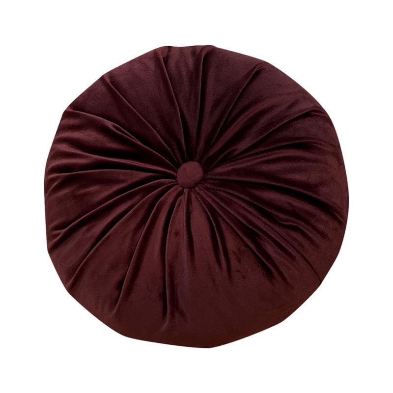 Round Pumpkin Velvet Cushion - Plush Solid Color Waist Support Pillow Diameter 35cm