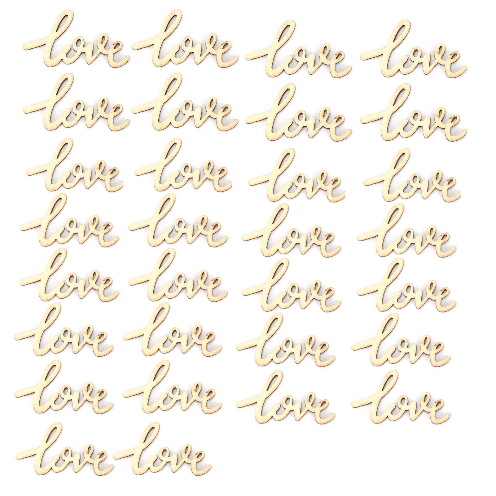 30pcs Love Script DIY Mini Wood Letter Chips for Home Wall Art Craft Romantic Scene Layout