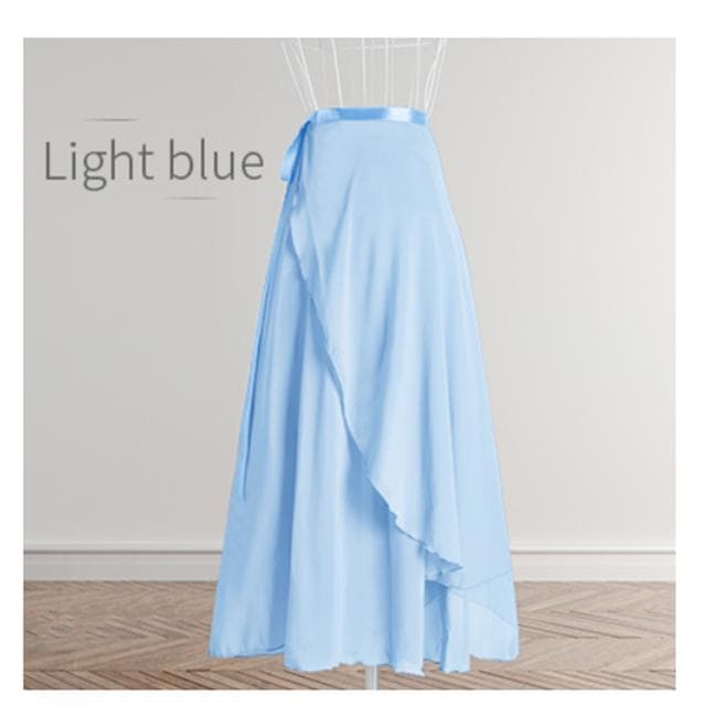 Chiffon Ballet Tutu Dance Skirt Dance Skate Wrap Scarf Gymnastics Ballerina Lyrical Long Ballet Skirt Women Ballet Dance Dress One Size sky blue