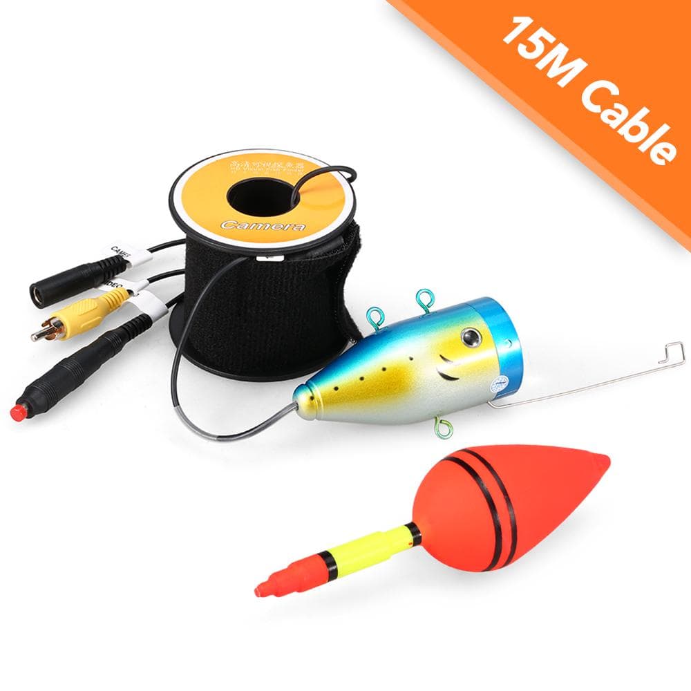 1200TVL Underwater Fishing Camera 24 LEDs Night Vision Waterproof Fish Shape Boat Ice Fishing 15m