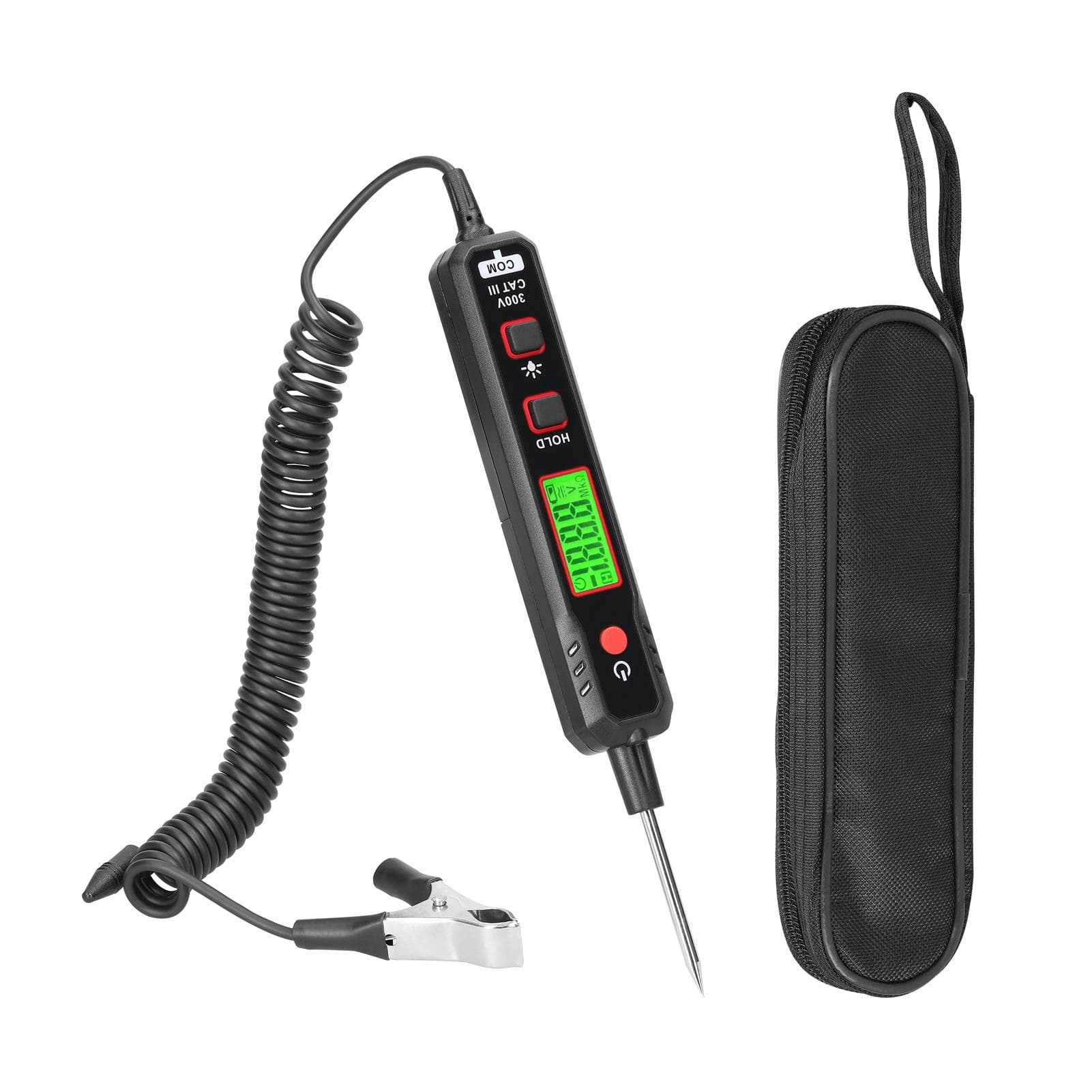 0.8-100V Car Voltage Detector Pen LCD Display with Backlight Flashlight Data Hold Sensitivity multicolour