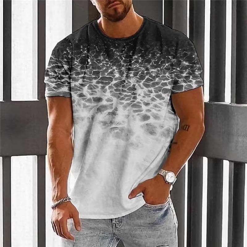 Vintage T-shirt with Digital Printing Personalized Trendy Round Neck Men's Short Sleeved Shirt S