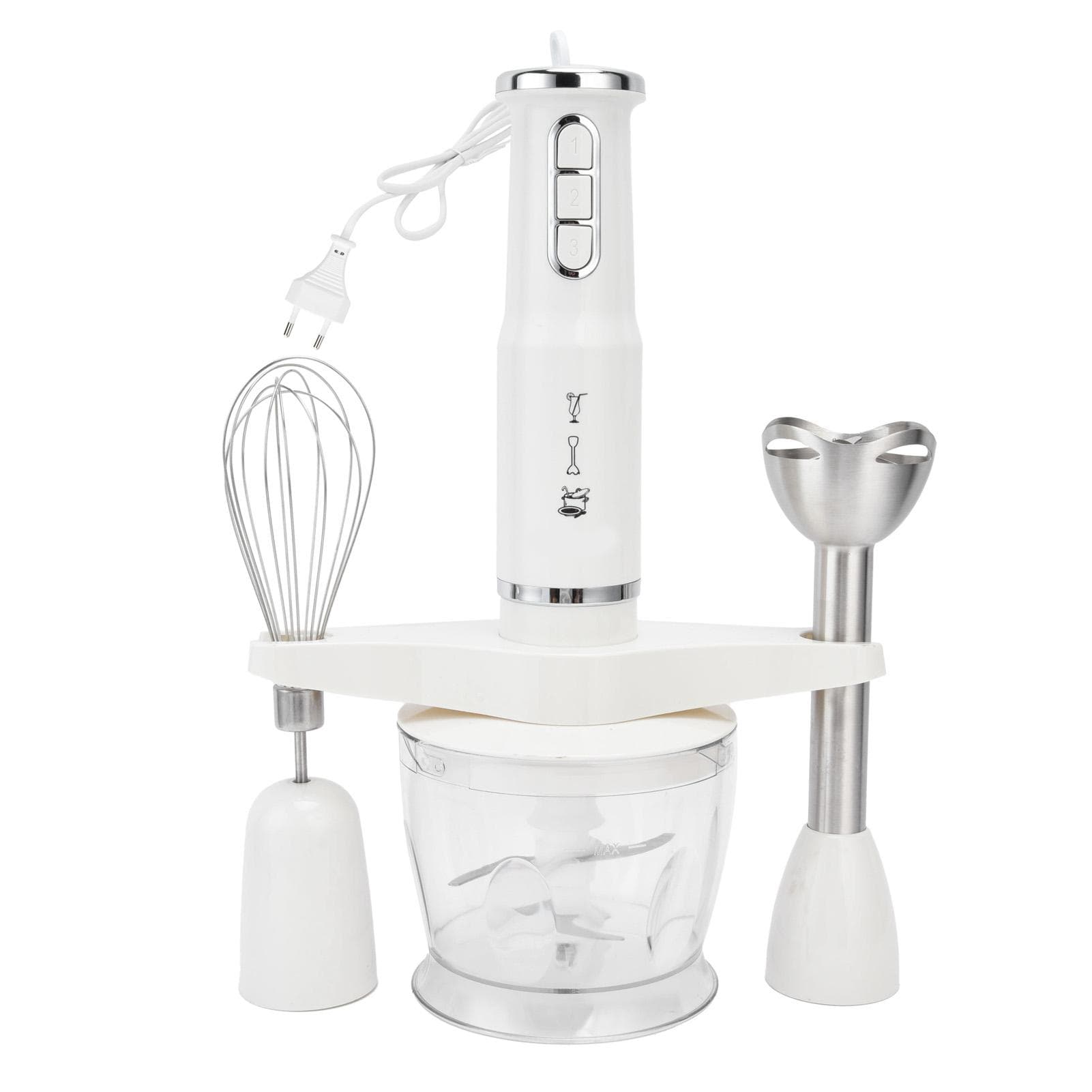 Multifunction Hand Blender Mixer 600W Electric Stirrer Food Processor White