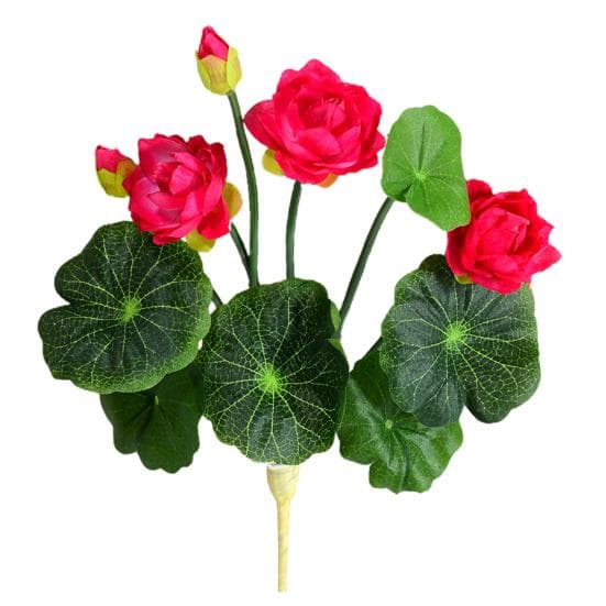 Green Leaf Stem Realistic Fake Flower Home Office Table Centerpiece Faux Flower Branch Floral Arrangement rose red