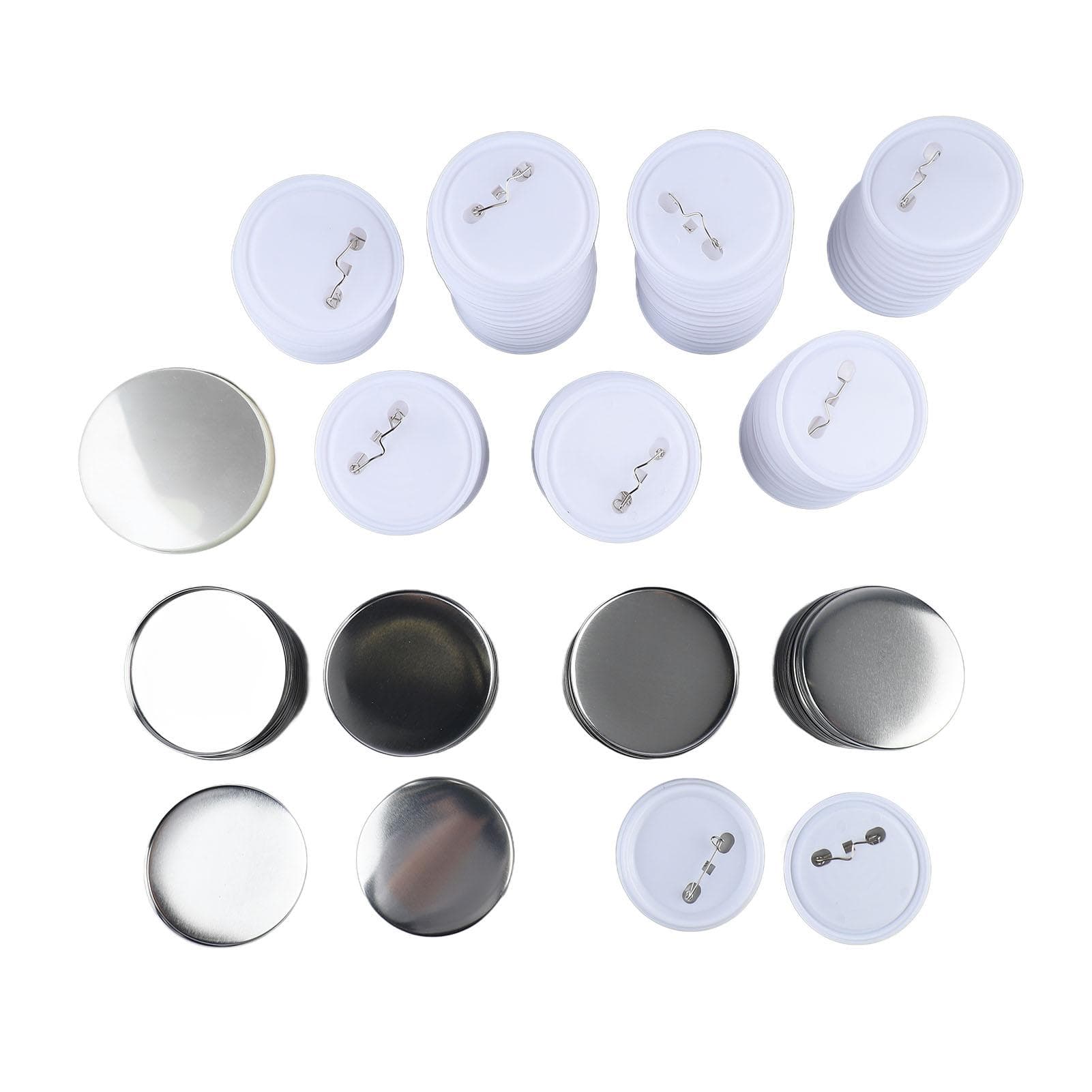 100 Set Pin Back Button Parts 2.3in Diameter Tinplate Plastic Base Button Making Supplies for Badge