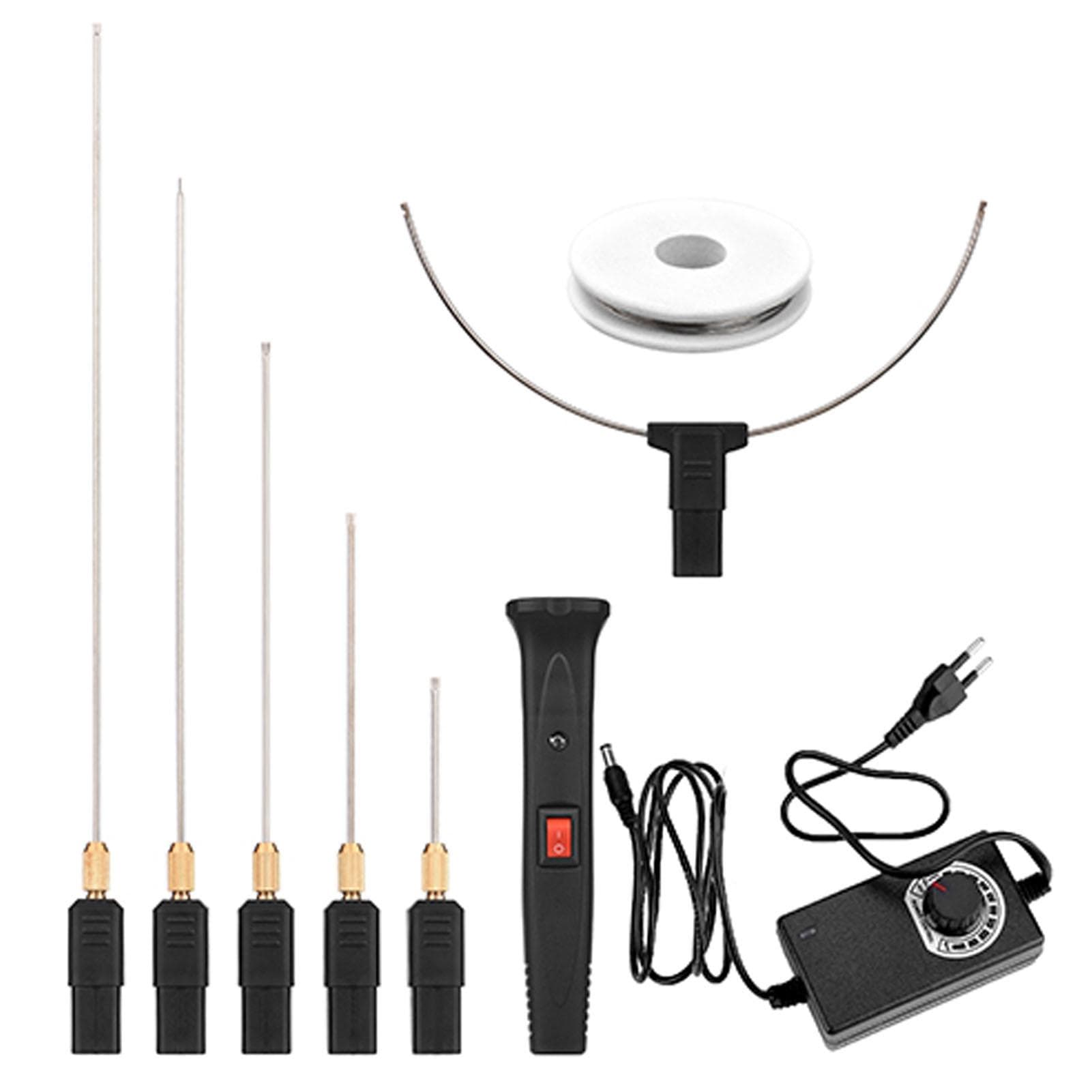 24W Handheld Electric Foam Cutter Kit with 5 Straight Tips & 1 Arch Tip Constant Temperature EU Plug & Adjustable Temp. black
