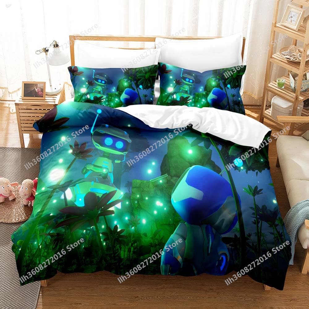 ASTRO BOT Bedding Set Single Twin Full Queen King Size Bed Set Adult Kid Bedroom Duvetcover Sets 3D Print Anime Bed Sheet S US Full(200x230cm)