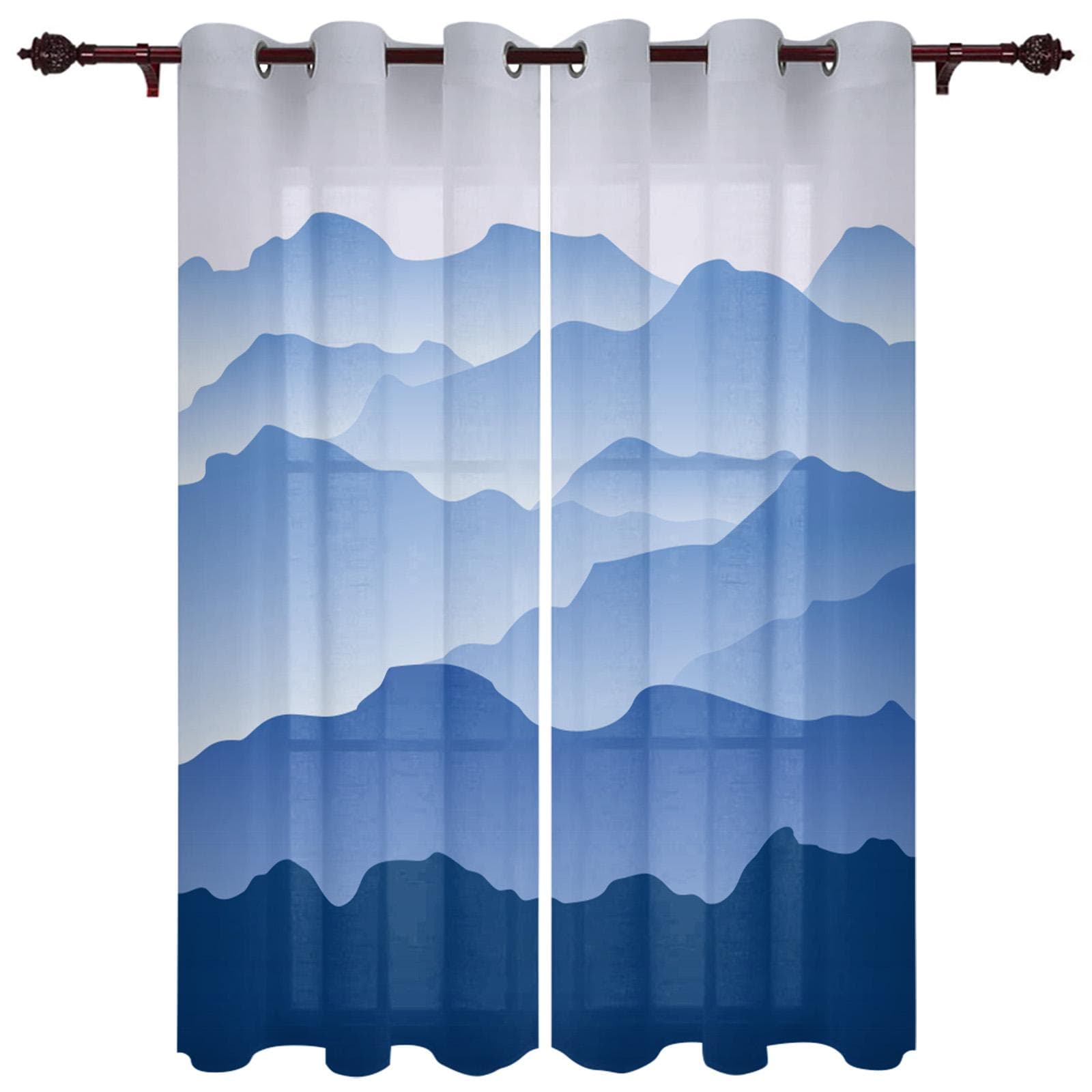 Chinese Style Flowers And Birds Illustration Window Curtains for Living Room Decorative Items Living Room 135W x 60H(cm)