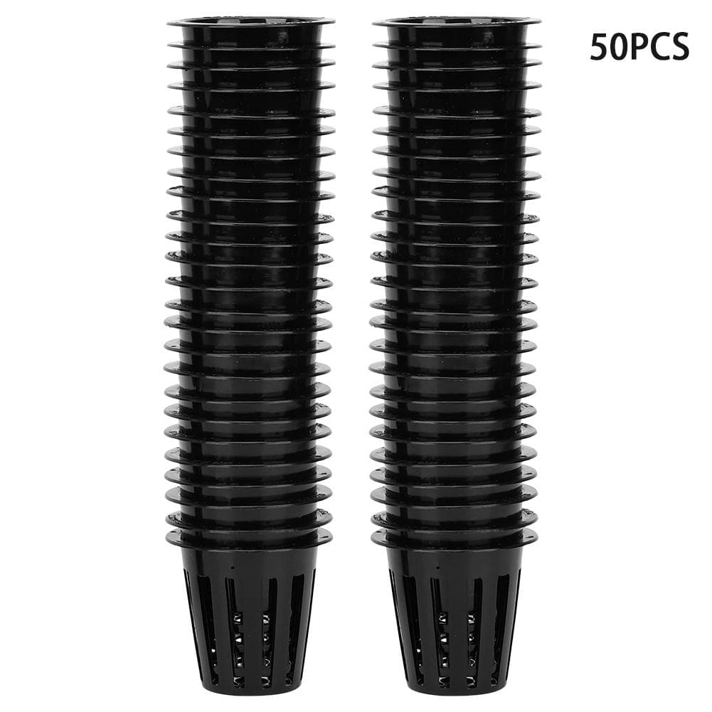 50Pcs Hydroponics Soilless Plant Flower Growing Basket Mesh Pot Net for GreenhouseBlack black