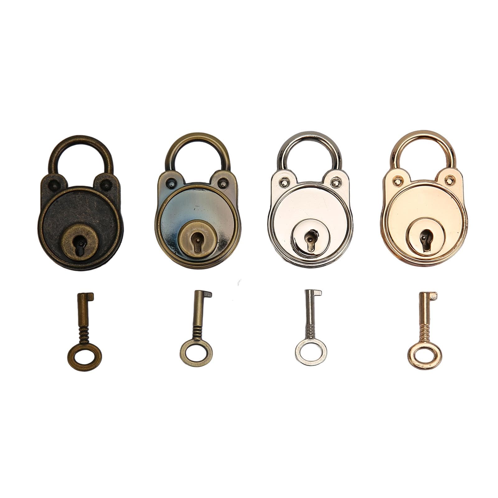 4Pcs Mini Bear Padlocks Vintage Style Archaized Zinc Alloy High Hardness Case Padlocks for Family