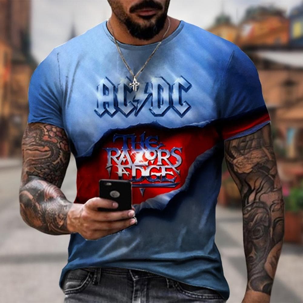 Summer personalized fashion trend rock music 3D printed printed T-shirt hip-hop 3D short sleeved casual comfortable T-shirt 2XL