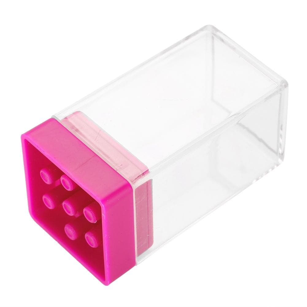 7 Slots Nail Drill Bit Case Holder Manicure Tool Organizer Displayer Stand Rose Red
