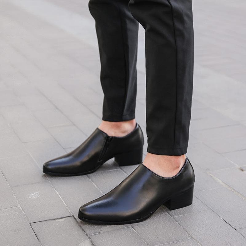 Summer Breathable Trendy Pointed Toe Leather Shoes Men's Head Layer Cowhide Korean Style Men's Shoes Formal Leather Shoes 41