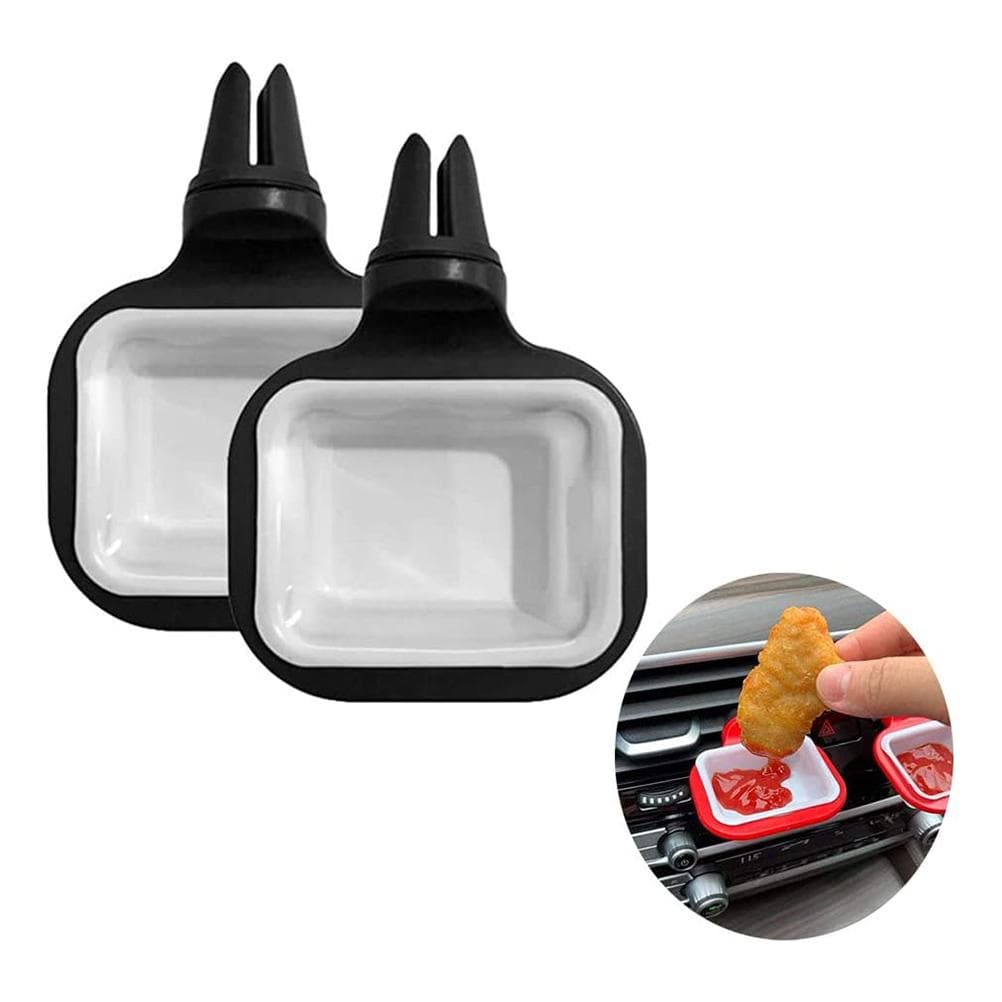 2PCS Car Sauce Holder Dip Clip Set Mini Ketchup Dipping Cups for Car black