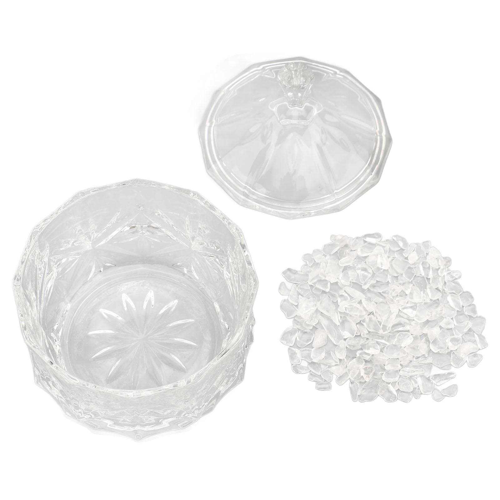 Artificial Crystal Demagnetizing Bowl Jewelry Storage Box Decorative Glass Candy Jar with Lid for