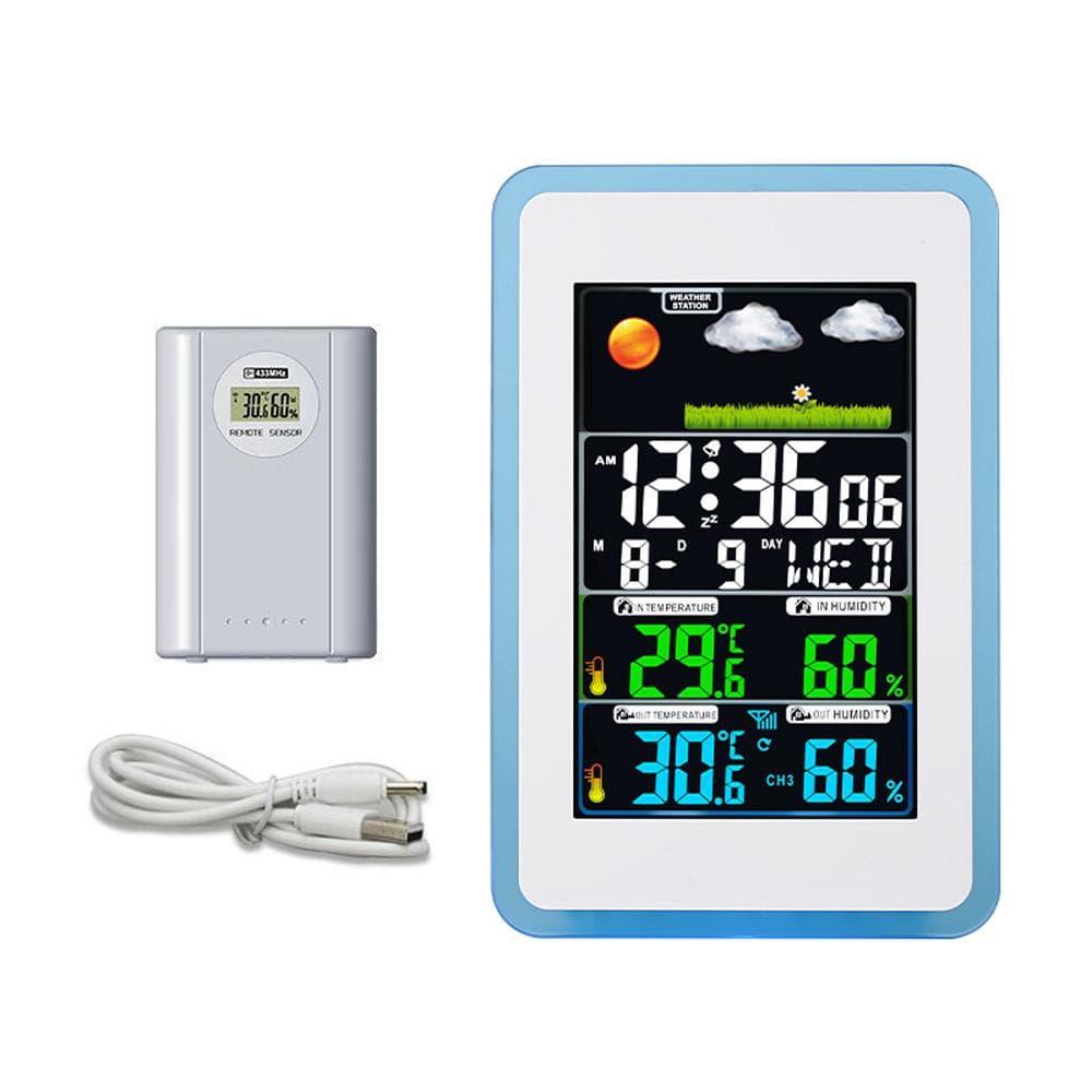 Multifunctional Wireless HomeOffice Weather Station Color Digital Display Clock 433MHz Outdoor and H173G multicolour
