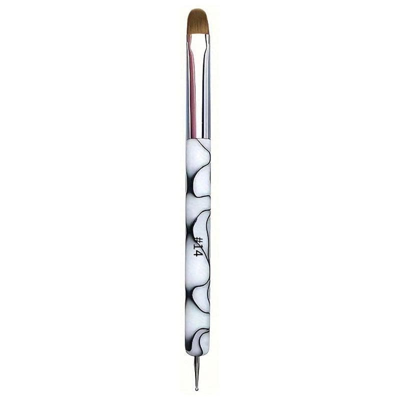 1Pc French Nail Brush 2 Way French Gel Acrylic Nail Art Brush With Dotting Tool For Manicure Nail Art Tips Builder Brush Nail Painting Brush Pen white
