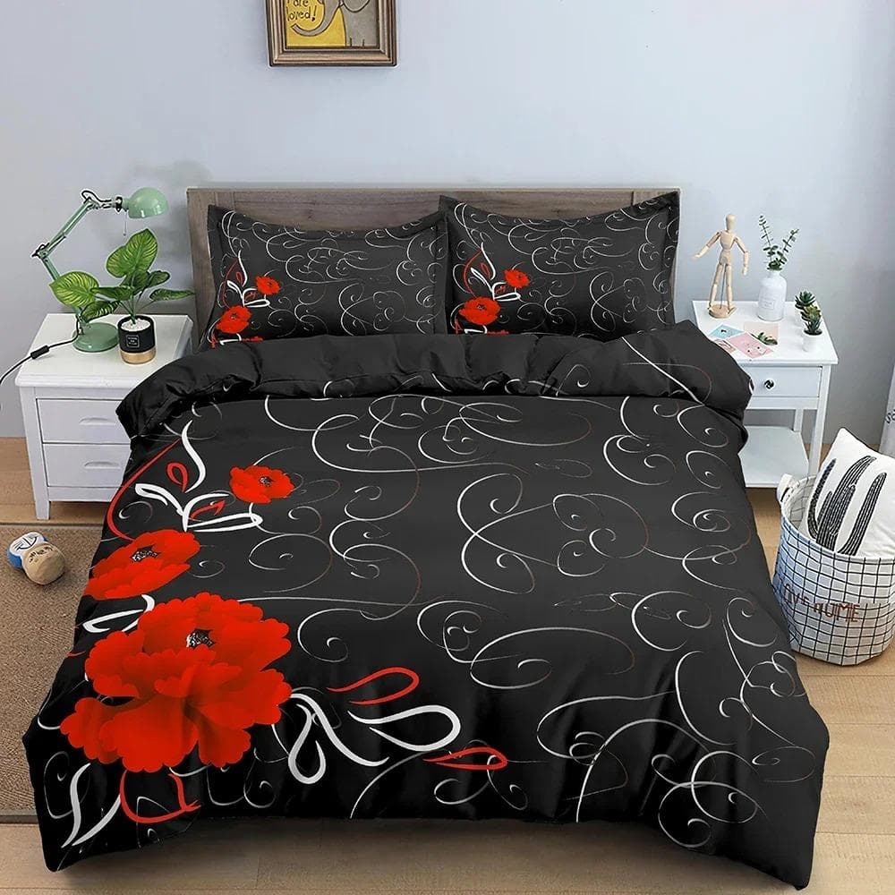 Beautiful Flowers Pattern Bedding Set Soft Luxury Duvet Cover Set Twin Double King Queen Size Microfiber Quilt Cover 70x133cm 2pcs