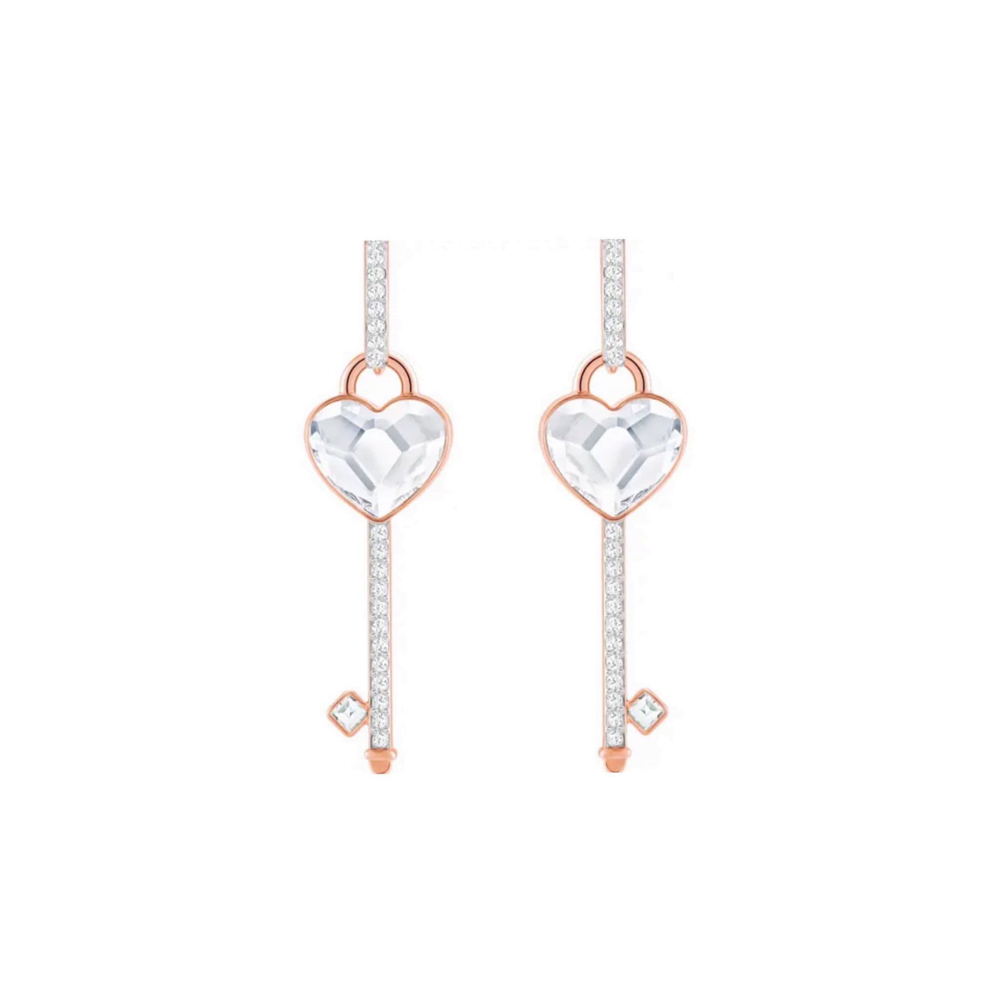 Swarovski Melt Your Heart Crystal Peach Heart Key Earrings Women earrings 5412410 Silver,F