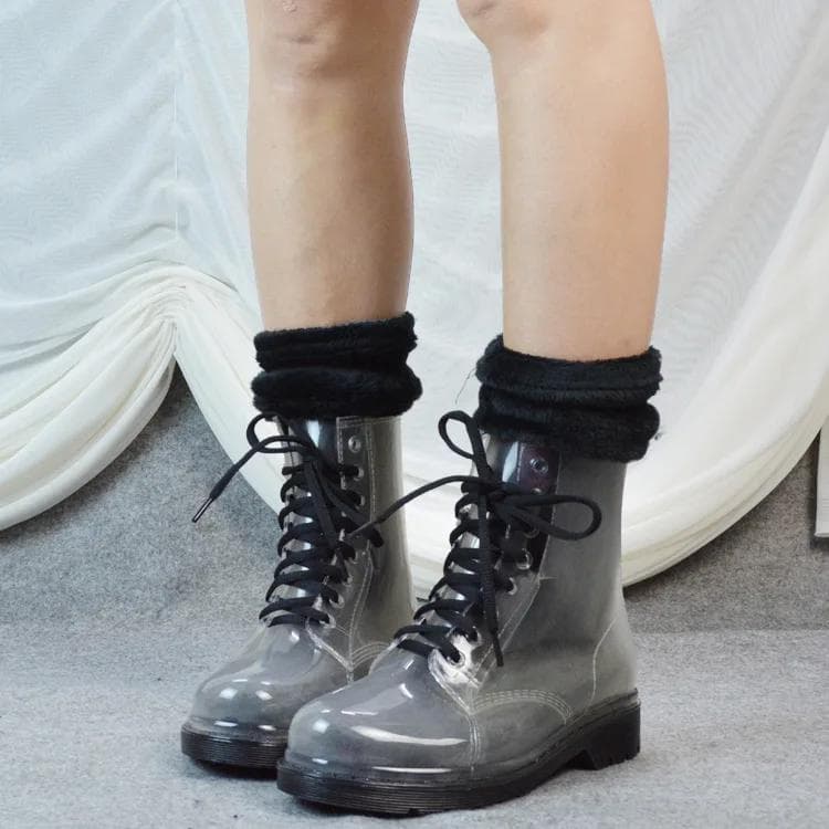 Fashion Women Boots for s Rain Boots Winter Transparent Candy Colour Girls Water Shoes Overshoes Non-slip Woman Ankle Boots Ladies 37