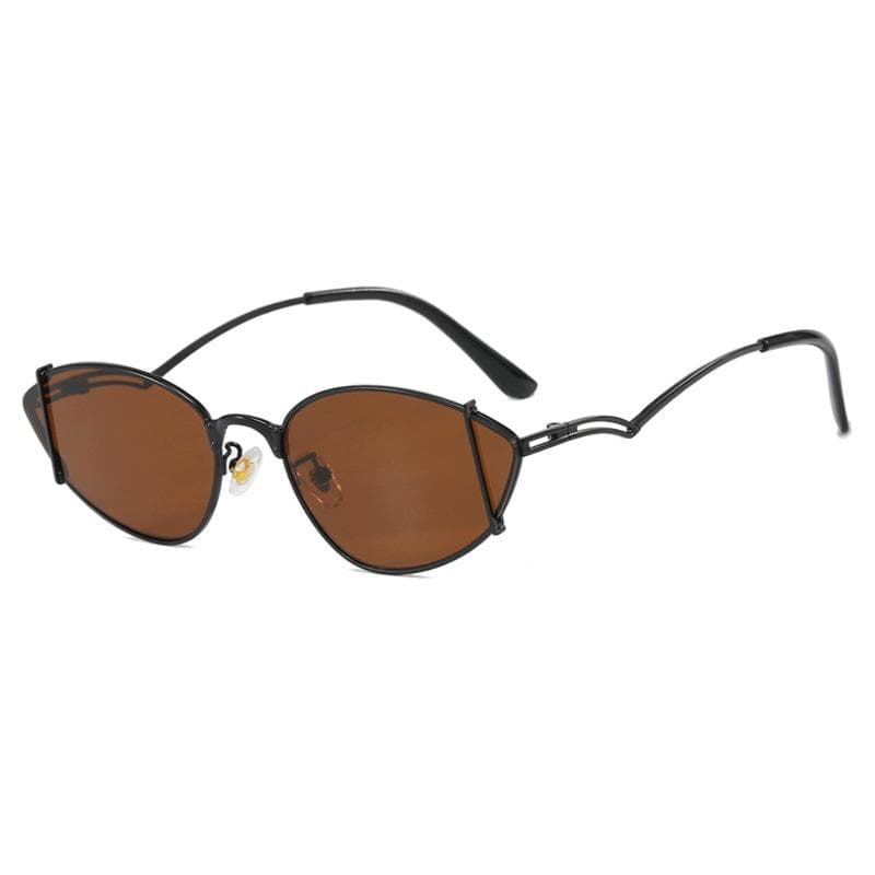 New Luxury Metal Hollow Cat Eye Sunglasses Y2K Fashion Punk Trend UV400 Protection for Women Men as picture