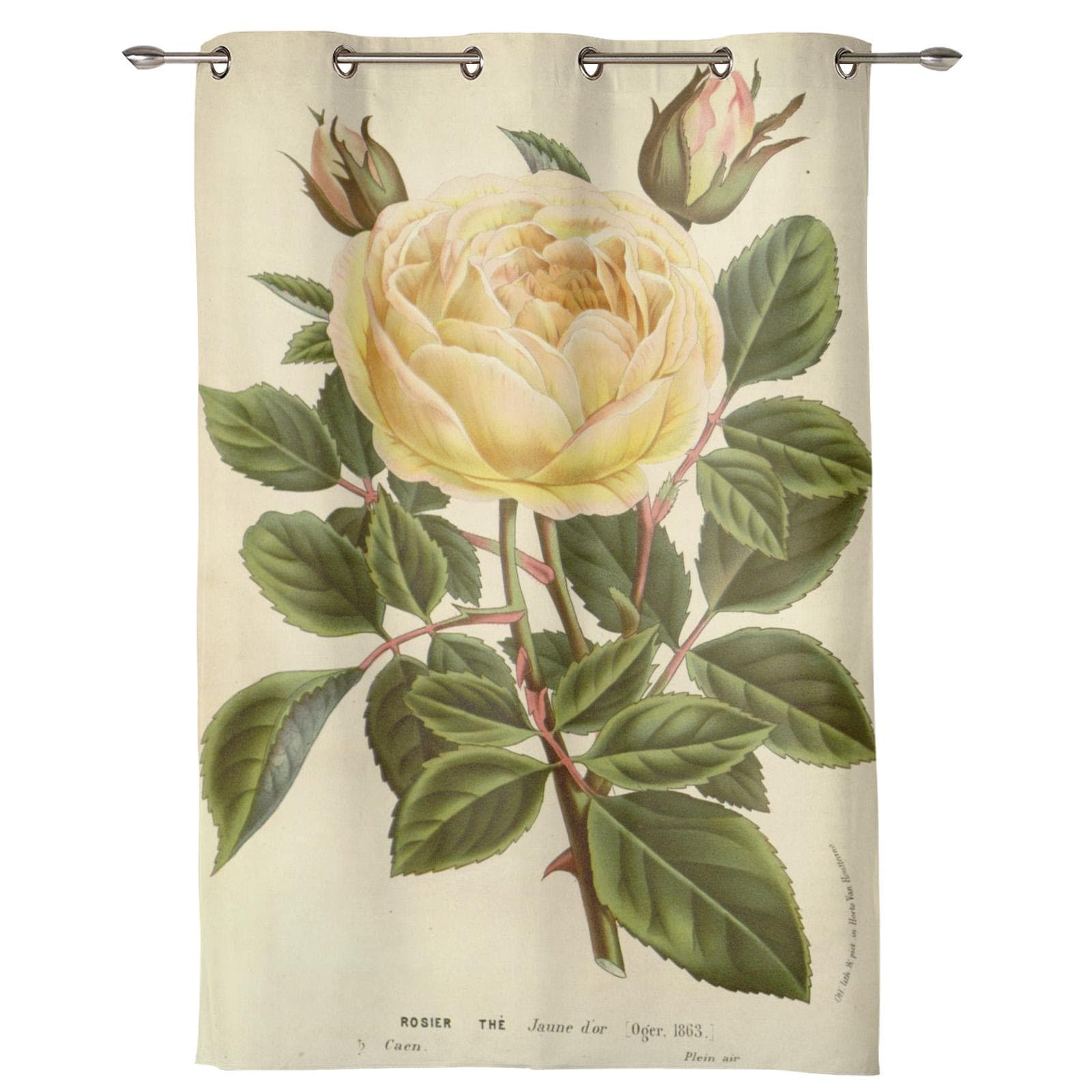 Honey Honeycomb Insect Flower Window Curtain Modern European Style Curtains for Bedroom Living Room Backdrop Curtain 135W x 60H(cm) x1