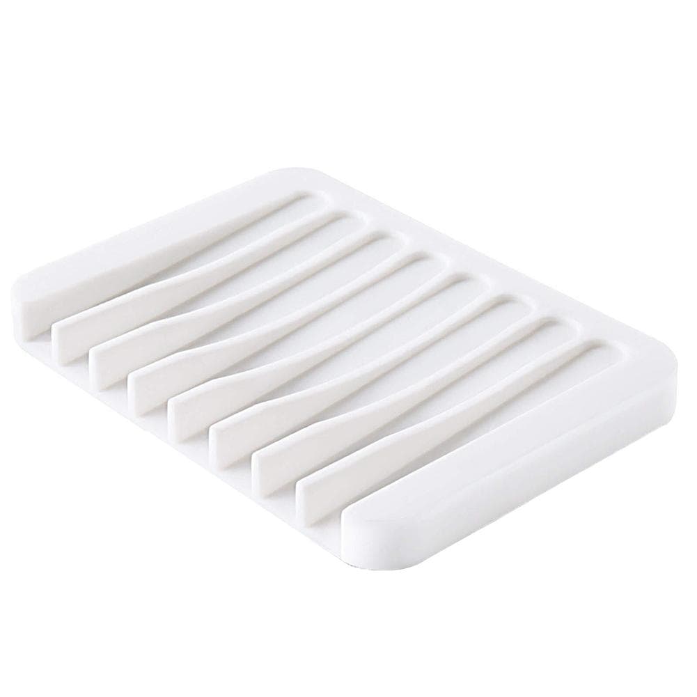 Silicone Self Draining Soap Dishes Innovative Soap Holder Saver Kitchen Soap Saver Drainer Sponges Scrubber Display white