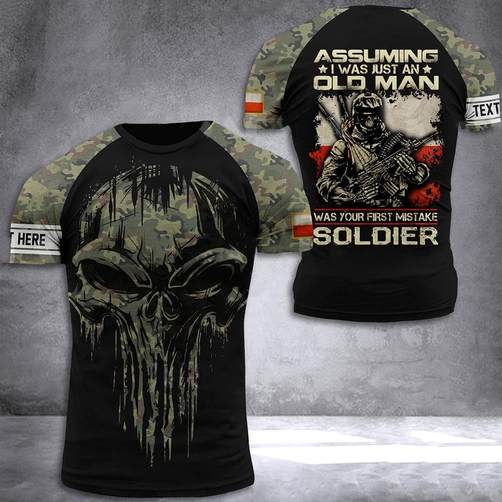 Polish Army Men's T-Shirt Veteran Soldier Poland Flag Print Men's Clothing Oversized Loose Pullover O Neck Short Sleeve Shirt 2XL