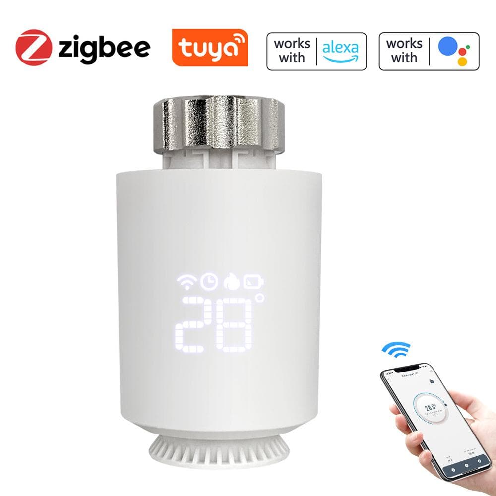 Tuya Zigbee Thermostatic Radiator Valves Intelligent Wireless Mobilephone App Control Home Heating white