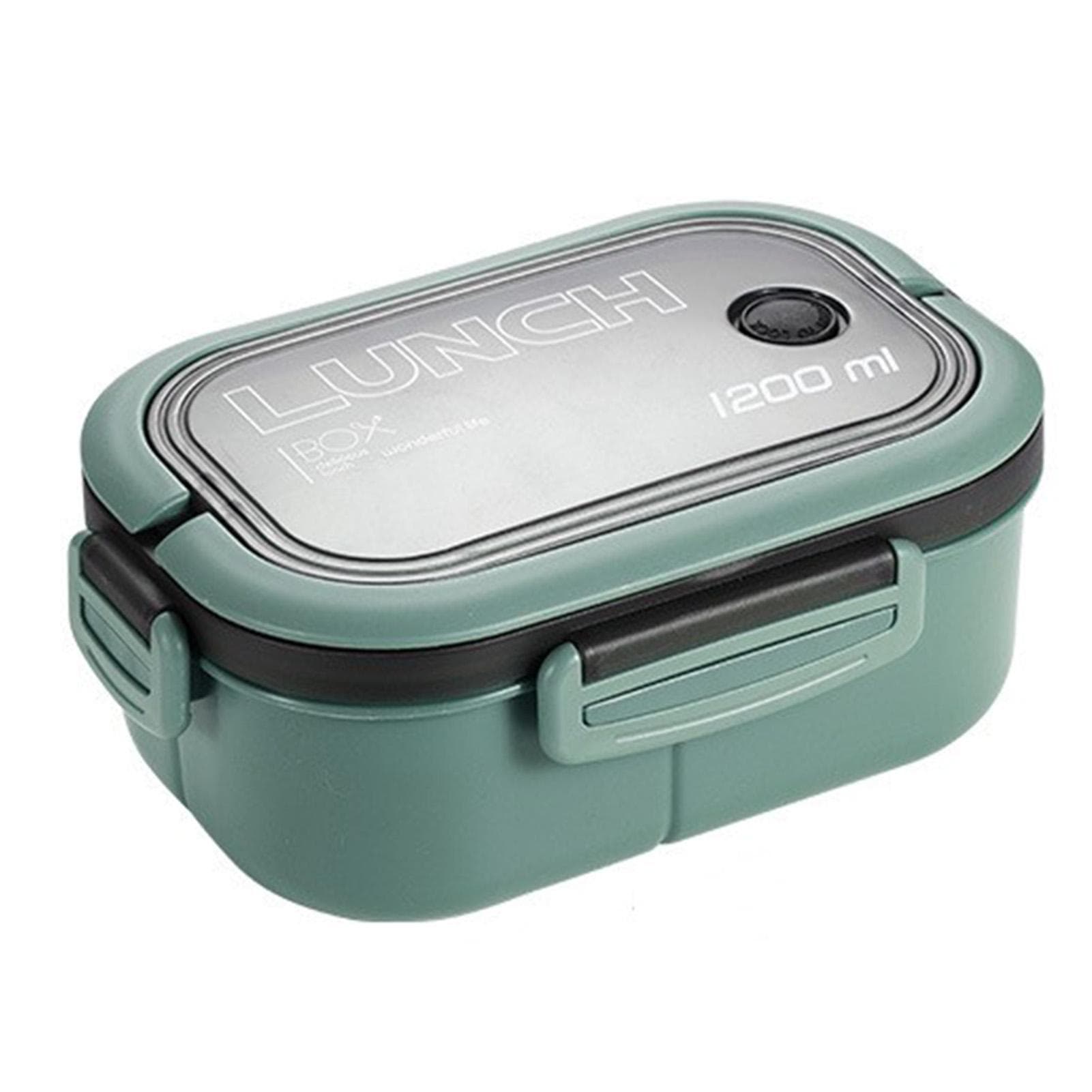 1200ml Bento Lunch Box Double Layer Insulation Lunch Box Container with Fork Spoon for Students green
