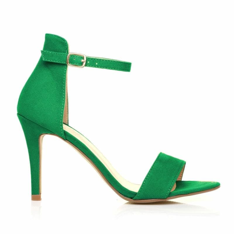 Ladies Womens Suede Mid High Heel Sandal Peep Toe Summer Casual Ankle Strap Shoes shoe 39 green