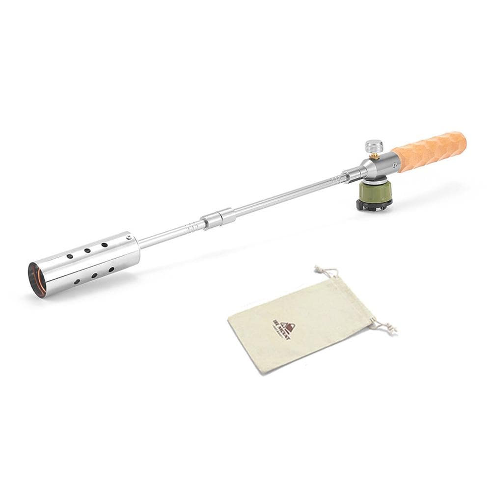 Wood Handle Camping Detachable GasTorch High Power Outdoor Portable Burners Charcoal Burning Tool silver