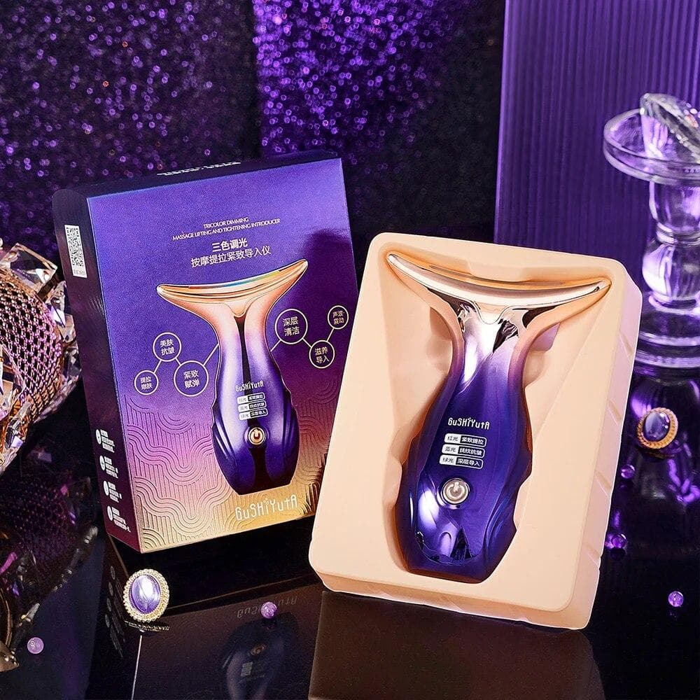 Neck Face Beauty Device 3 Colors Led Photon Facial Lifting Machine EMS Face Massager Reduce Double Chin Anti Wrinkle Skin Care CN pink