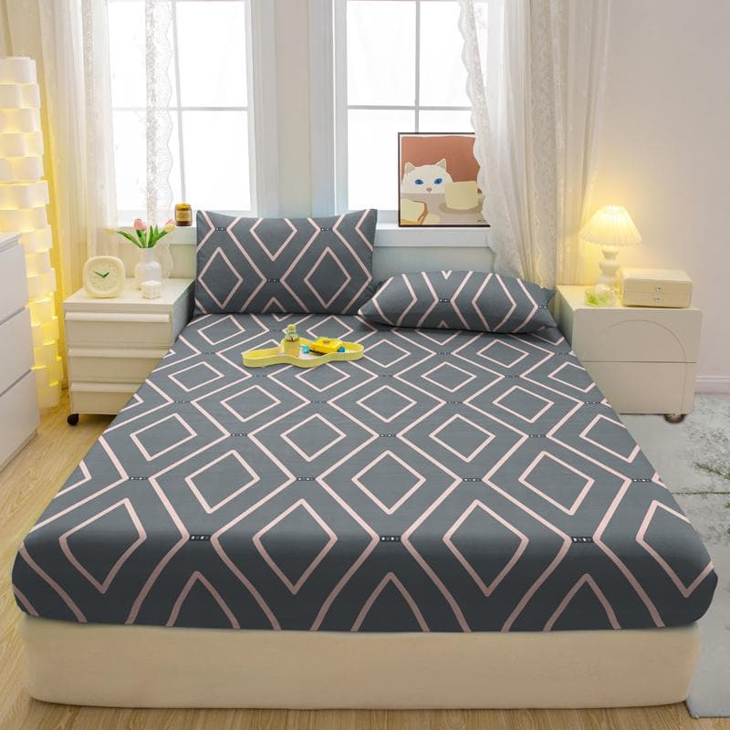 3-Piece Simple Modern Geometry Pattern Matte Three Piece Fitted Sheet Set, Bedroom Printed Bed Cover Set, Bedding 90x200cm