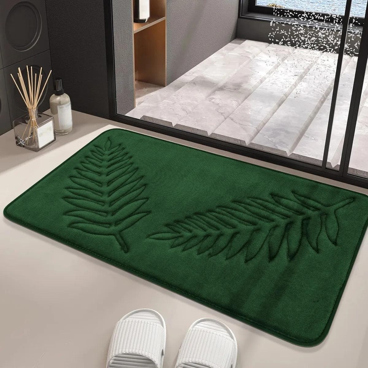 Absorbent Non-slip Bathroom Rug Memory Cotton Bathrooms Floor Rugs Bath Mat Living Room Bedroom Kitchen Home Carpet 50x80cm green