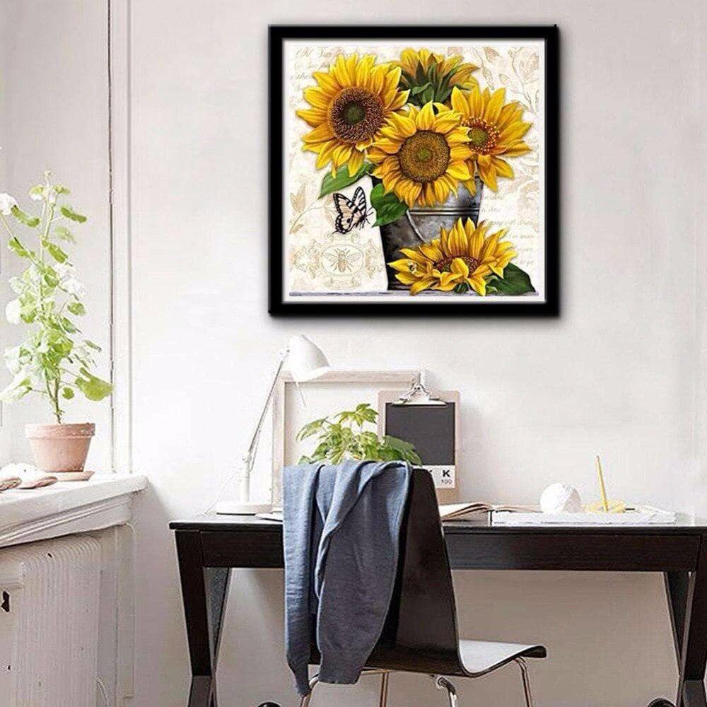 5D Diy Diamond Painting Cross Stitch Beautiful Sunflowers 3D Diamond Embroidery Rhinestone 30x30CM