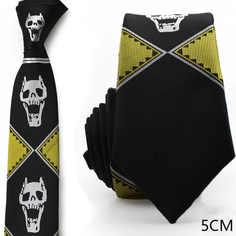 Anime stropdas JoJo Bizarre Adventure KILLER QUEEN Kira Yoshikage Skull Neck Tie Cosplay Kostuums Accessoires man vrouw 5cm yellow