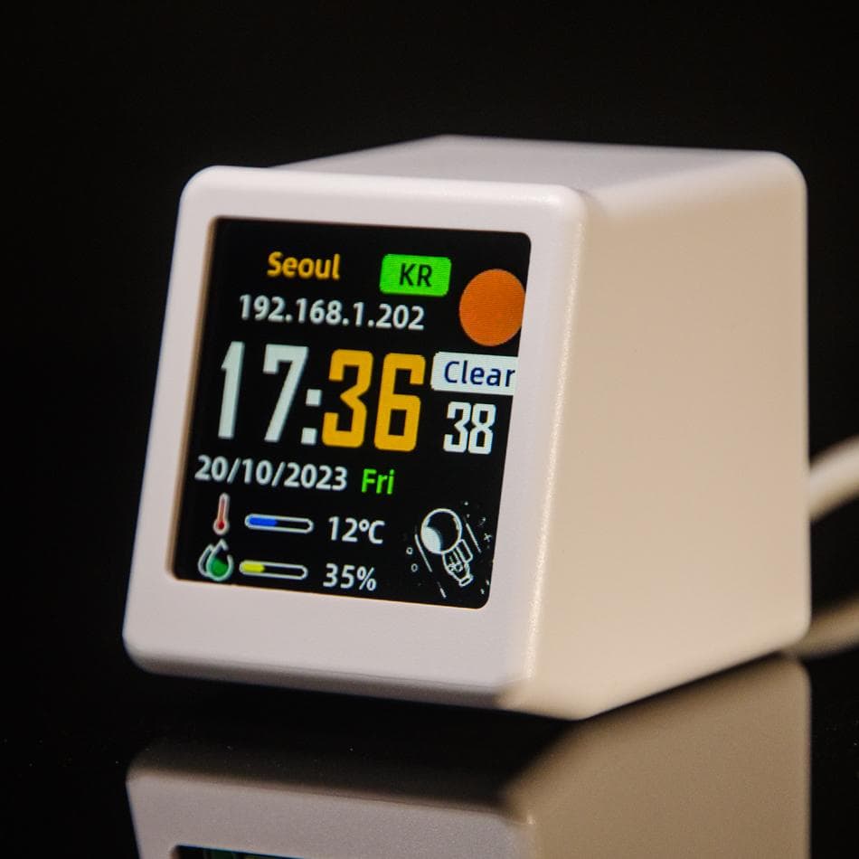 Mini WiFi Desktop Animated Weather Clock Creative Ornament Multifunctional Weather Station LCD Screen
