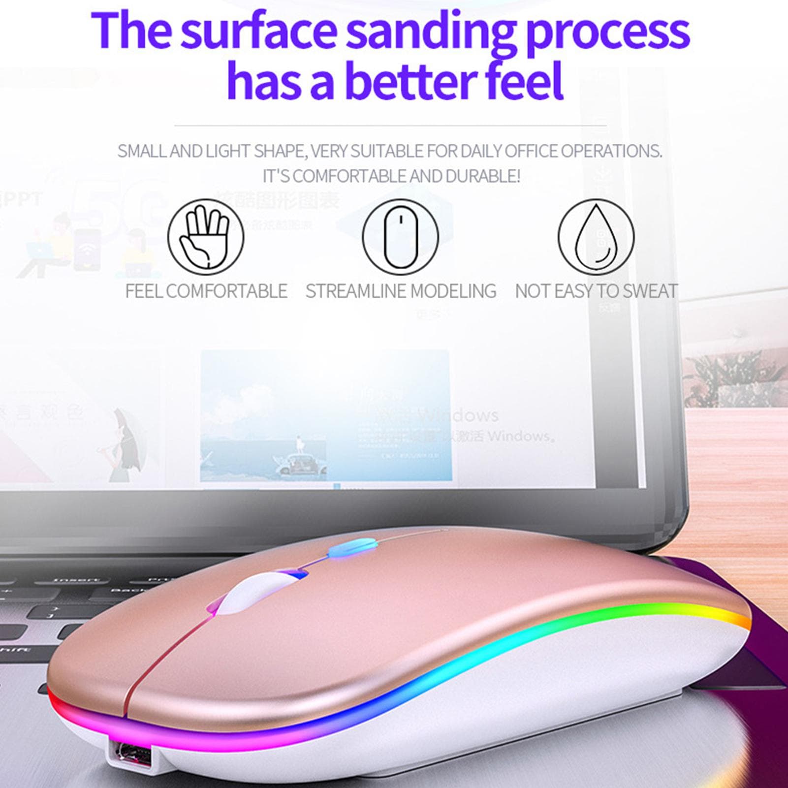 Mouse Plug and Play Portable Silent Rechargeable Illuminated Wireless Office Computer Laptop