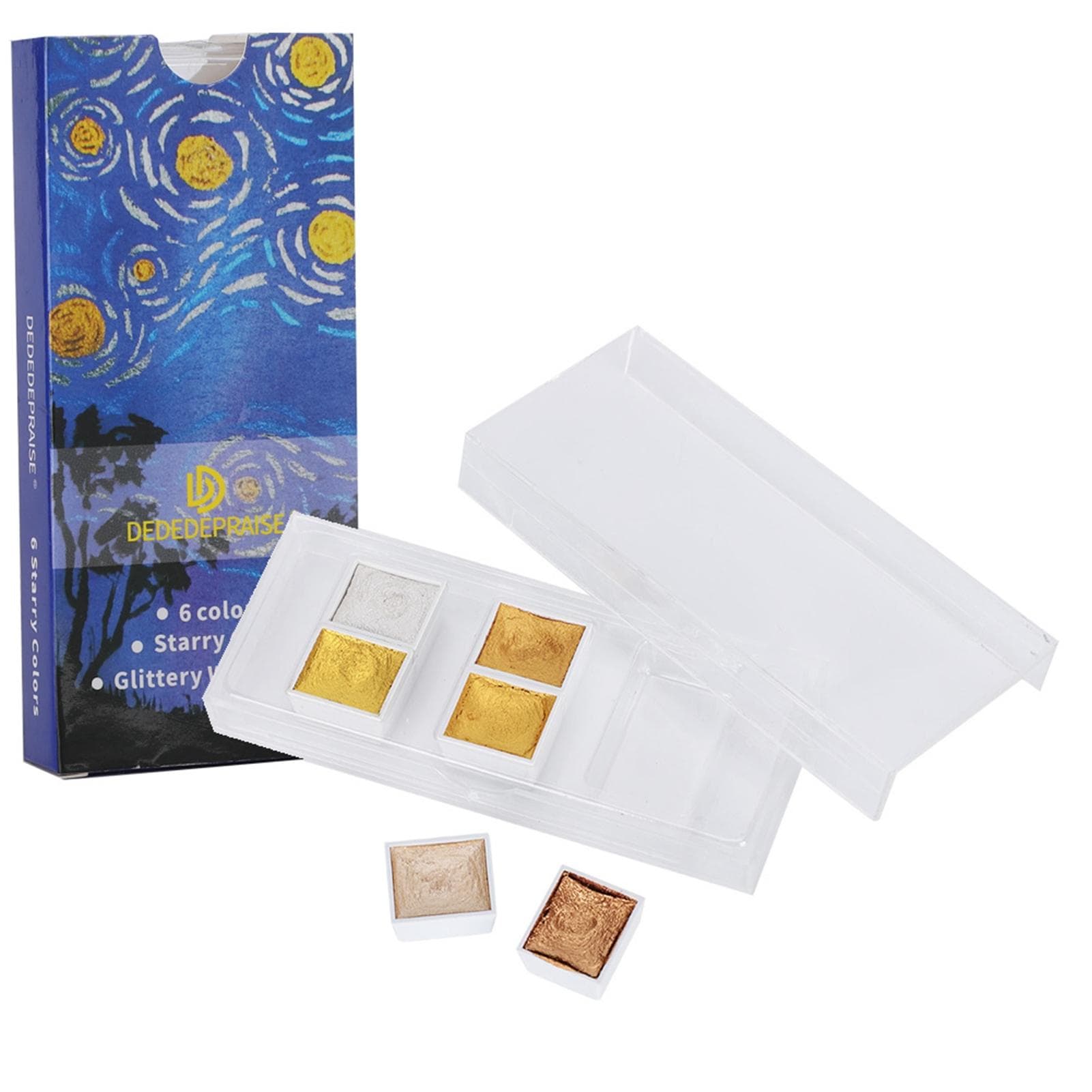 Solid Watercolor Paint Pearlescent Metal New Nail Art Set 6 Starlight Colors for Painting